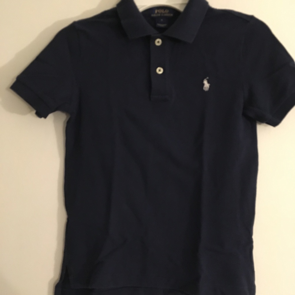 RARE Ralph Lauren Polo Shirt NAVYw/WHITE Logo Sz 6